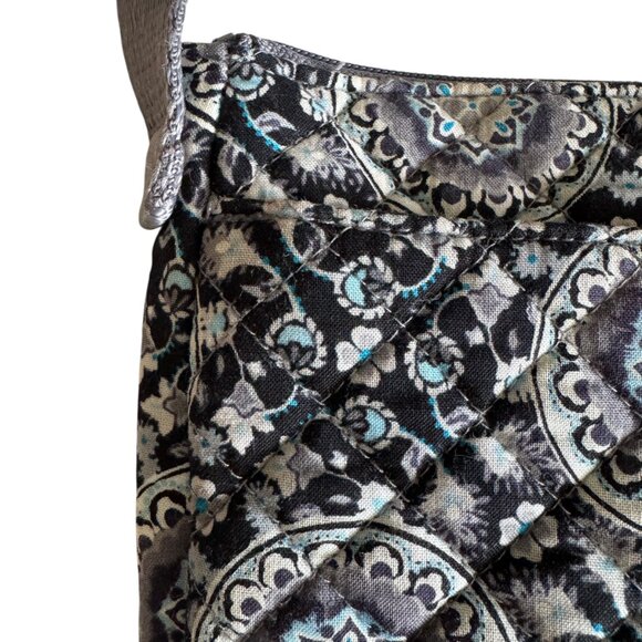 Vera Bradley Deluxe Crossbody Purse Bag Floral Blue Gray Adjustable Strap - Picture 11 of 16